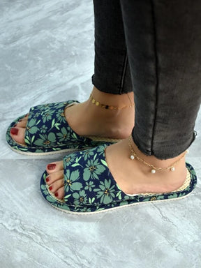 Pantufa De Linhos Estampa Floral Chinelo Doméstico Versátil Confortável