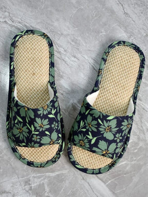 Pantufa De Linhos Estampa Floral Chinelo Doméstico Versátil Confortável