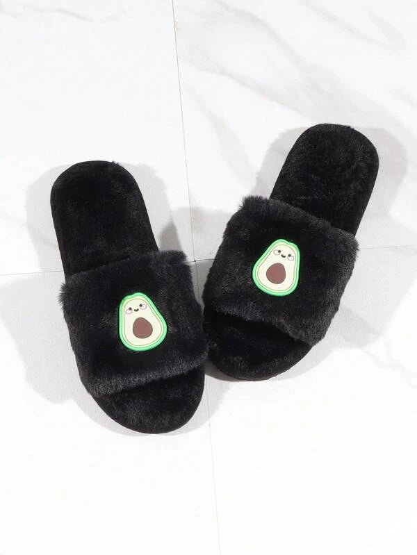 Pantufa De Pelúcia Desenho Animado Abacate Chinelo Doméstico Casual