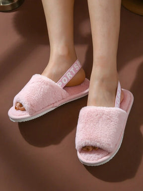 Pantufa Feminina De Pelúcia Com Elástico Chinelo Doméstico Confortável