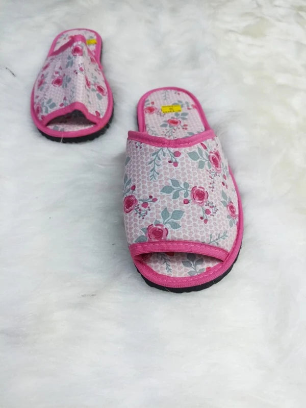 Pantufa Feminina Com estampa Floral Chinelo Doméstico Antiderrapante