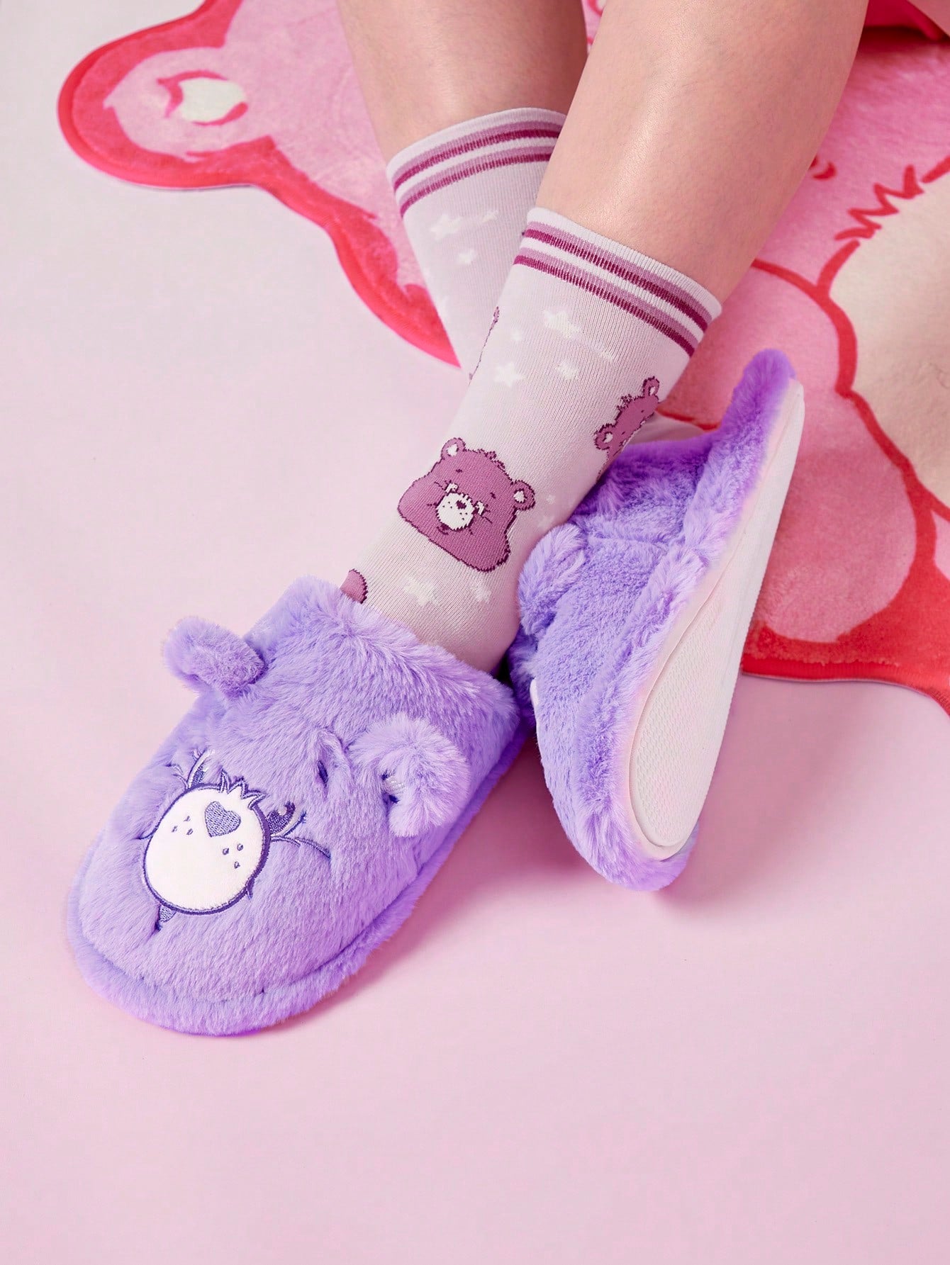 Pantufa Feminina De Pelúcia Quente Com Estampa Desenho Animado