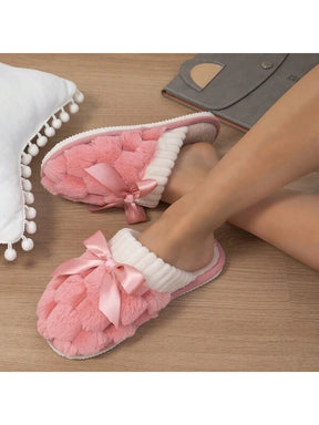 Pantufa Feminina de Pelúcia Trançado Em Relevo Chinelo Confortável