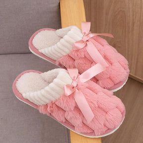 Pantufa Feminina de Pelúcia Trançado Em Relevo Chinelo Confortável