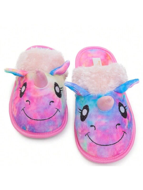 Pantufa Feminina Colorida Unicórnio Desenho Animado Chinelo Doméstico