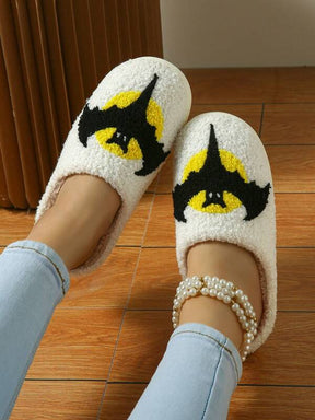 Pantufa De Pelúcia Unissex Bordado Morcego Halloween Pantufa Confortável