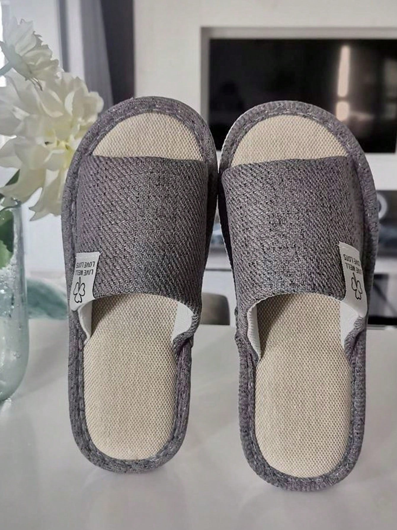 Pantufa Unissex De Linho Confortável Chinelo Doméstico Antiderrapante