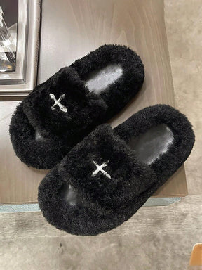 Pantufa De Pelúcia Unissex Resistente Ao Desgaste Com Detalhe Em Cruz Chinelo Antiderrapante