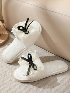 Pantufa Feminina De Pelúcia Com Detalhe De Laço Chinelo Leve Silencioso