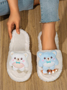 Pantufa De Pelúcia Urso Desenho Animado Chinelo Doméstico Casual