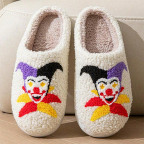 Pantufa De Pelúcia Confortável Bordado Palhaço Chinelo Para Inverno