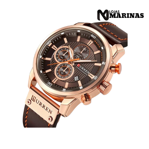 Relógio Masculino CURREN de Couro Chronograph