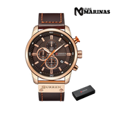 Relógio Masculino CURREN de Couro Chronograph