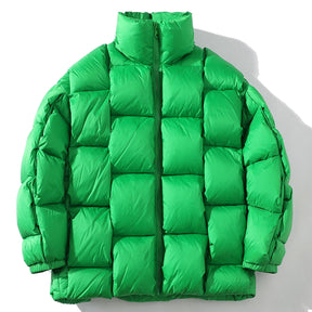 Jaqueta Puffer Acolchoada Design Quadrado Casaco Térmico