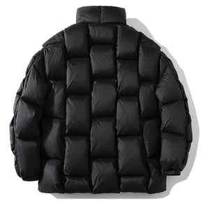 Jaqueta Puffer Acolchoada Design Quadrado Casaco Térmico