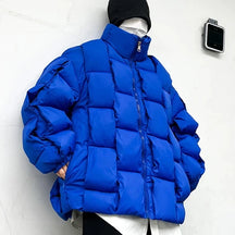 Jaqueta Puffer Acolchoada Design Quadrado Casaco Térmico