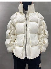 Jaqueta Puffer Acolchoada Design Quadrado Casaco Térmico