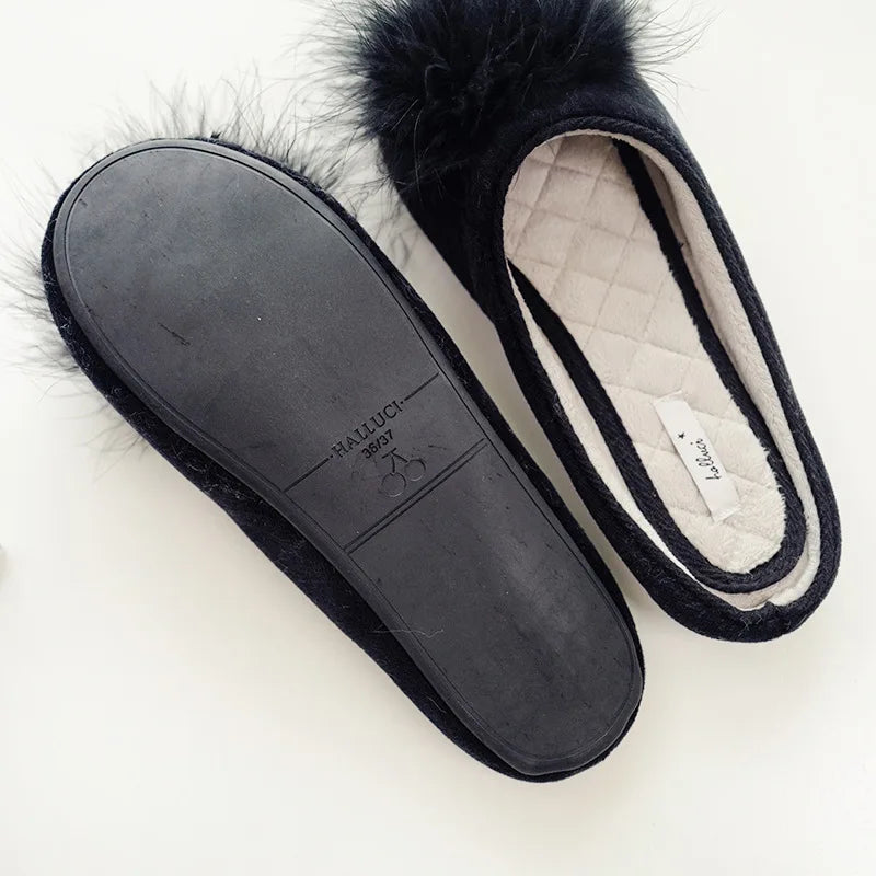 Pantufa Feminina Macia Veludo Pelúcia Super Macio Chinelo Antiderrapante