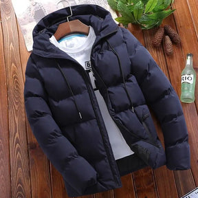 Jaqueta Puffer Masculina Com zíper e capuz Casaco Acolchoado