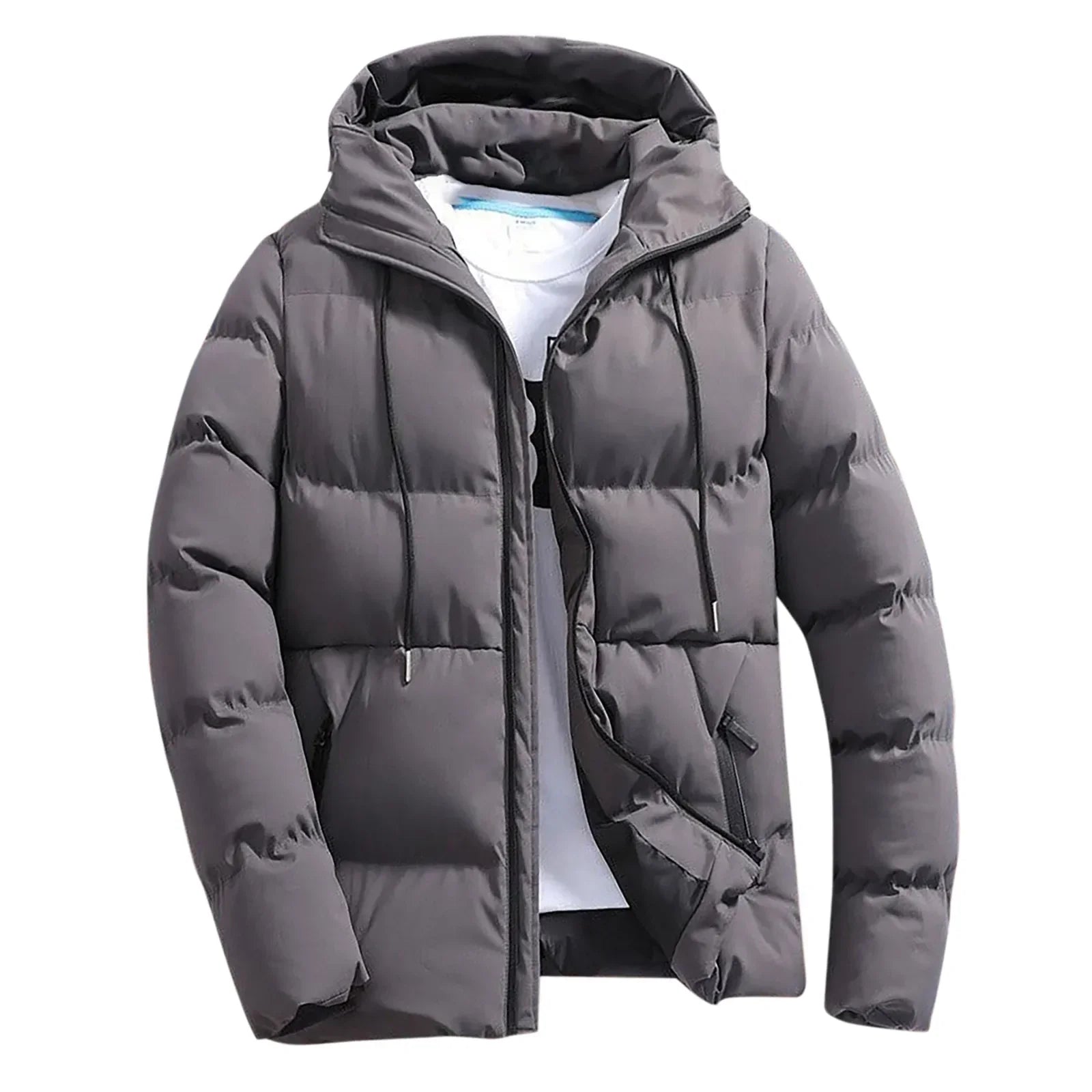 Jaqueta Puffer Masculina gola alta Parka Acolchoada