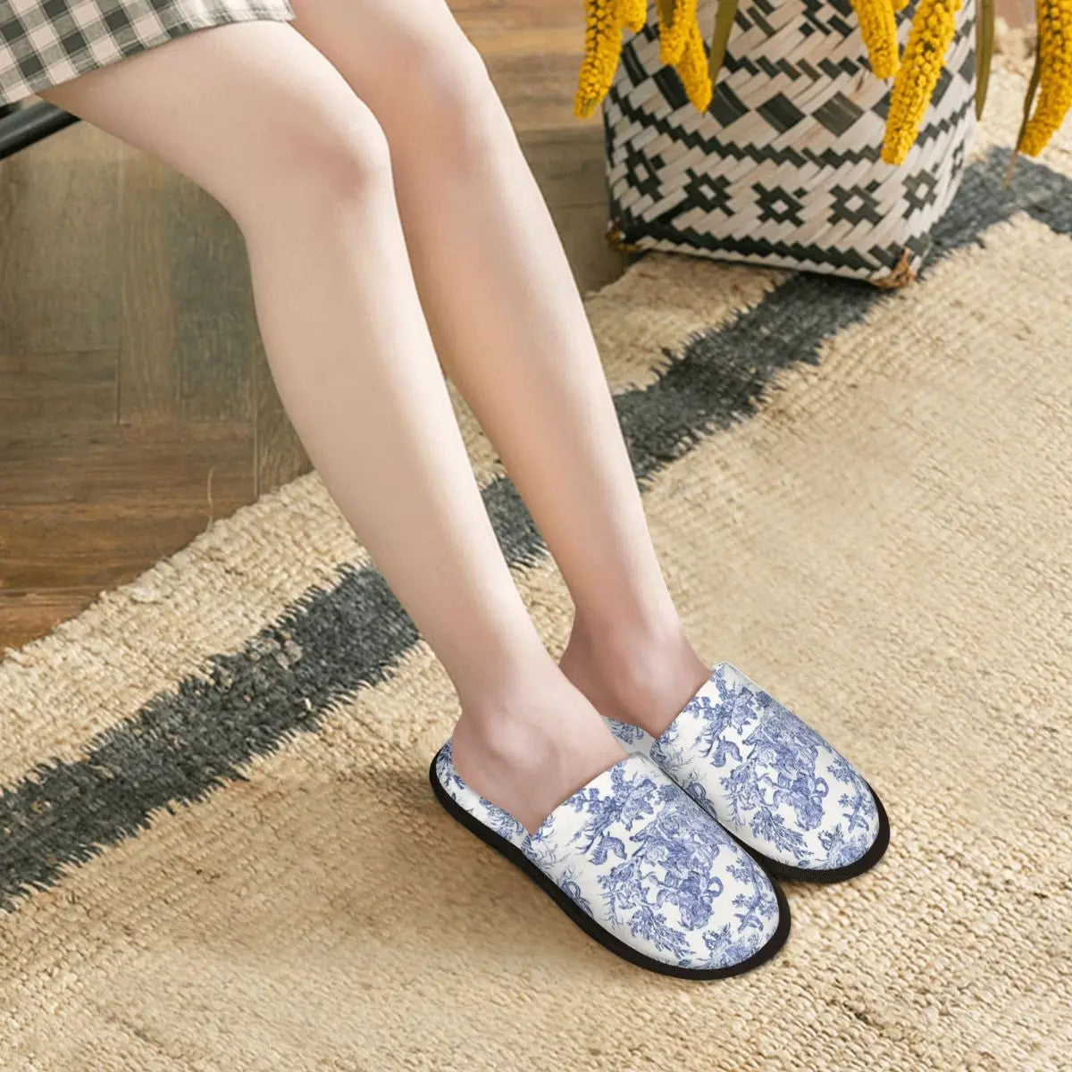 Pantufa Feminina Com Espuma Chinelo Doméstico Estampado Confortável