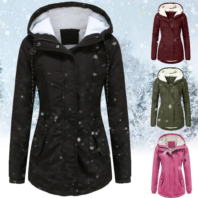 Jaqueta Parka Feminina Forrada com Lã para Inverno Glacier - Vermont - Promoção de Inverno Setembro