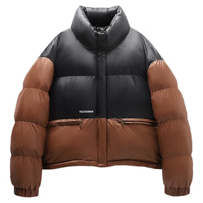 Jaqueta Puffer Masculina Acolchoada Com Zíper Bicolor