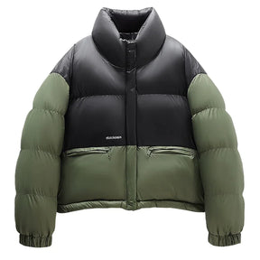 Jaqueta Puffer Masculina Acolchoada Com Zíper Bicolor