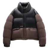 Jaqueta Puffer Masculina Acolchoada Com Zíper Bicolor