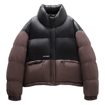 Jaqueta Puffer Masculina Acolchoada Com Zíper Bicolor