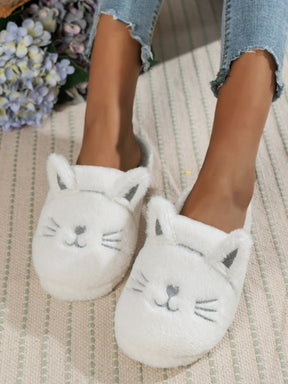 Pantufa Feminina Bordado Gatinho Chinelo Doméstico De Pelúcia