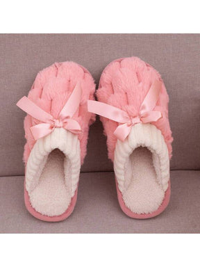 Pantufa Feminina de Pelúcia Trançado Em Relevo Chinelo Confortável