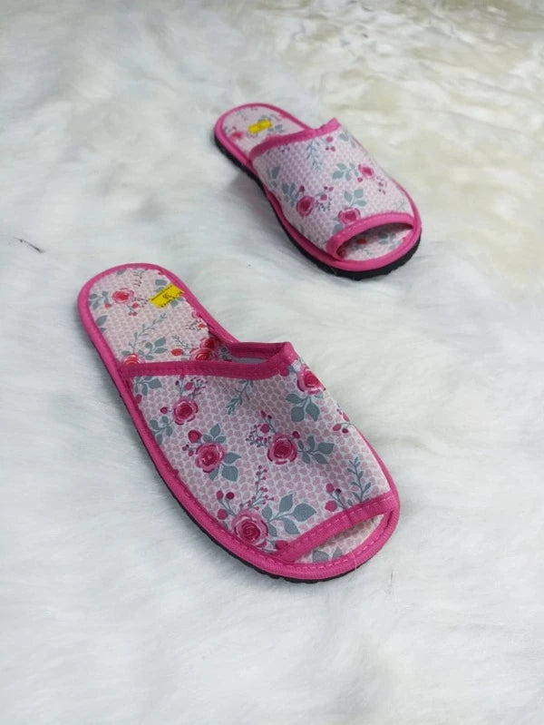 Pantufa Feminina Com estampa Floral Chinelo Doméstico Antiderrapante