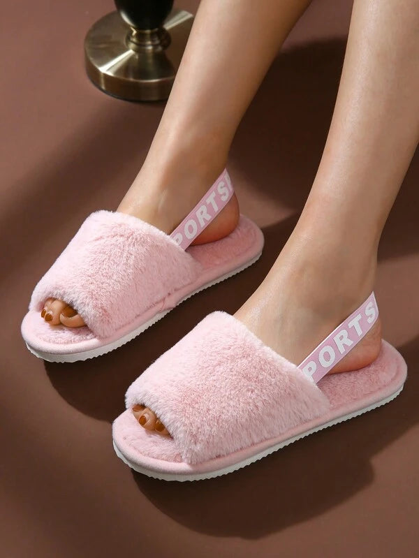 Pantufa Feminina De Pelúcia Com Elástico Chinelo Doméstico Confortável