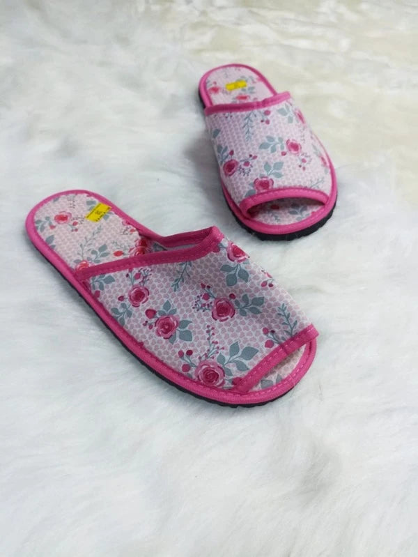 Pantufa Feminina Com estampa Floral Chinelo Doméstico Antiderrapante