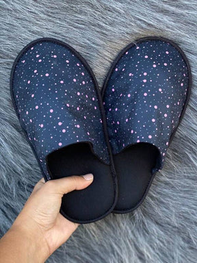 Pantufa Unissex Com Estampa De Bolinhas Chinelo Doméstico Antiderrapante