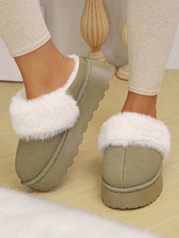 Pantufa Elegante Para Inverno Chinelo Confortável Plataforma Impermeável Sola Grossa