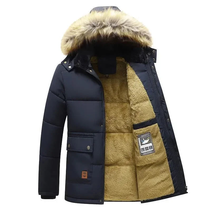 Jaqueta Masculina de Lã com Capuz Para Inverno