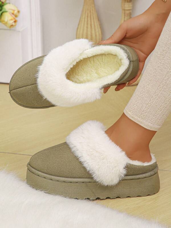 Pantufa Elegante Para Inverno Chinelo Confortável Plataforma Impermeável Sola Grossa