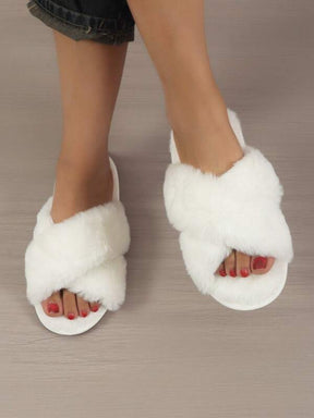 Pantufa De Pelúcia Chinelo Cruzado Confortável Moda Inverno