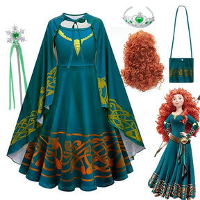 Vestido Fantasia Merida Valente de Luxo com Acessórios de Brinde