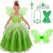 Vestido Fantasia Sininho Tinker Bell com Acessórios de Brinde Fantasia Confortável Com Acabamento Impecável